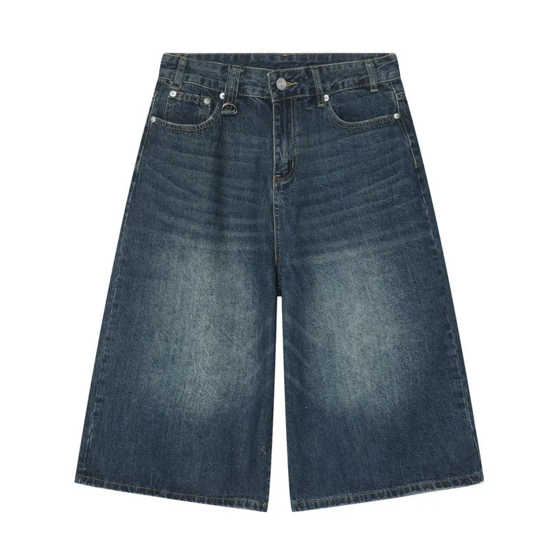 Vintage Wide-Leg Denim Shorts