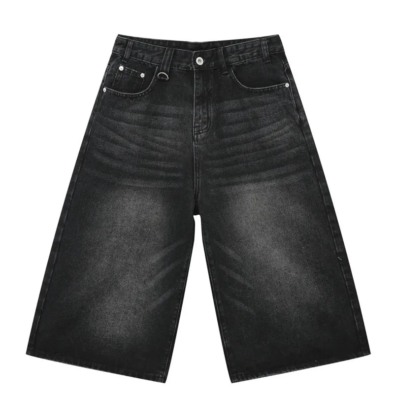 Vintage Wide-Leg Denim Shorts