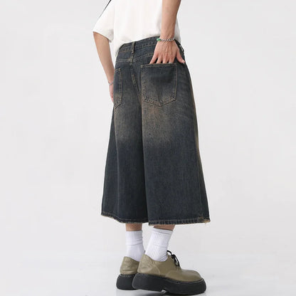 Vintage Wide-Leg Denim Shorts