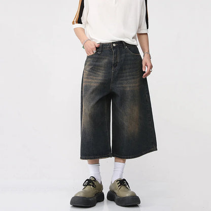 Vintage Wide-Leg Denim Shorts