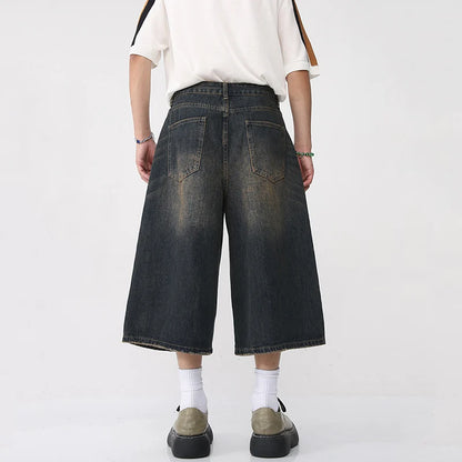 Vintage Wide-Leg Denim Shorts