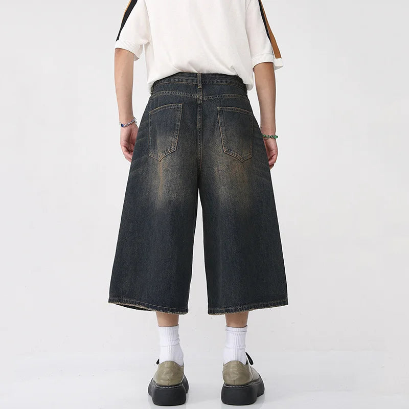 Vintage Wide-Leg Denim Shorts