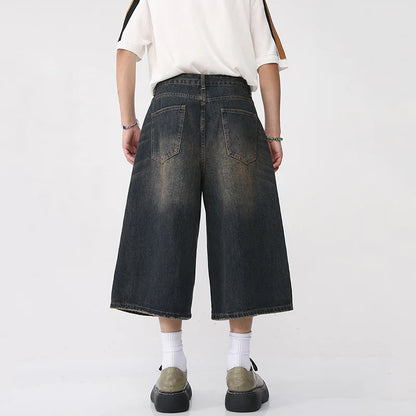 Vintage Wide-Leg Denim Shorts
