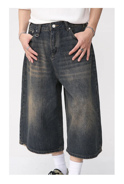 Vintage Wide-Leg Denim Shorts