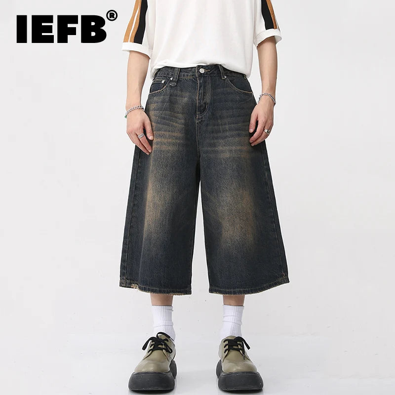 Vintage Wide-Leg Denim Shorts
