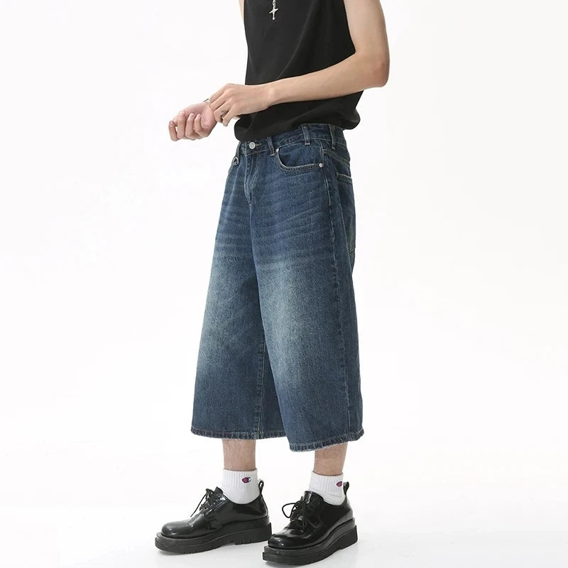 Vintage Wide-Leg Denim Shorts